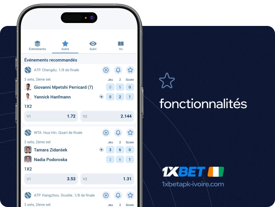 1xbet Betapk Cote d'Ivoire fonctionnalites